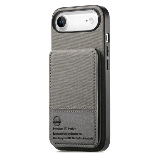For iPhone Air Twill Fabric Leather Vertical Flip RFID Card Bag Phone Case(Gray) - iPhone Air Cases by buy2fix | Online Shopping UK | buy2fix