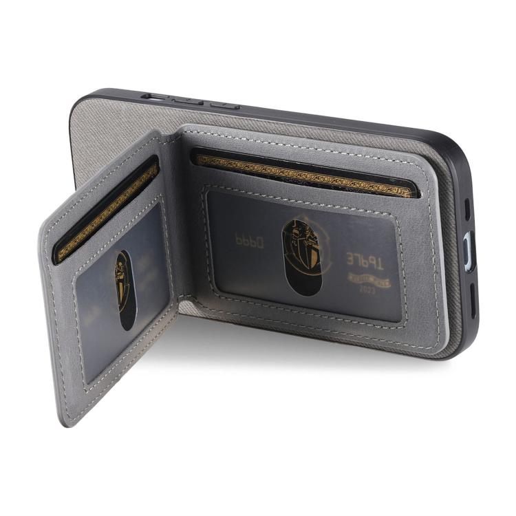 For iPhone Air Twill Fabric Leather Vertical Flip RFID Card Bag Phone Case(Gray) - iPhone Air Cases by buy2fix | Online Shopping UK | buy2fix