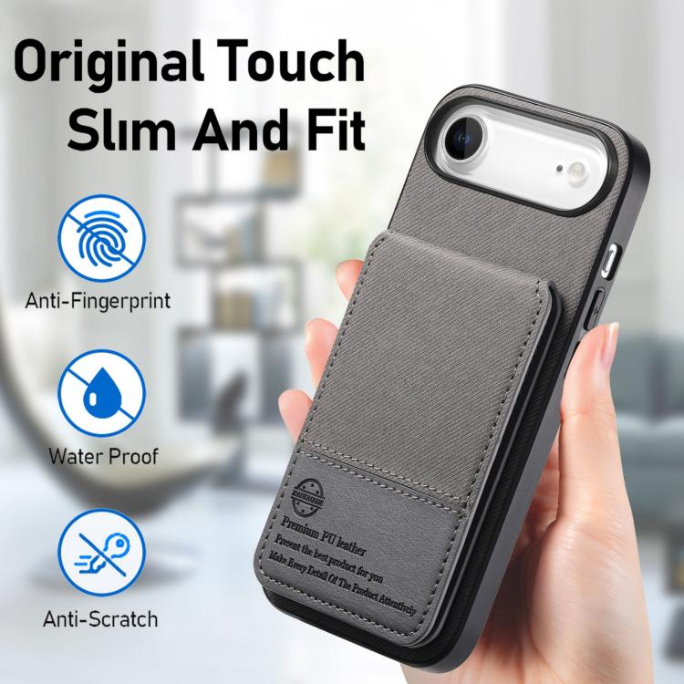 For iPhone Air Twill Fabric Leather Vertical Flip RFID Card Bag Phone Case(Gray) - iPhone Air Cases by buy2fix | Online Shopping UK | buy2fix