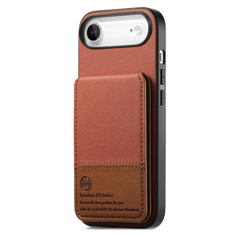 For iPhone Air Twill Fabric Leather Vertical Flip RFID Card Bag Phone Case(Brown) - iPhone Air Cases by buy2fix | Online Shopping UK | buy2fix