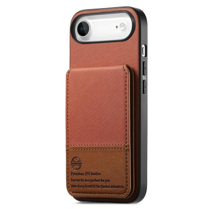 For iPhone Air Twill Fabric Leather Vertical Flip RFID Card Bag Phone Case(Brown) - iPhone Air Cases by buy2fix | Online Shopping UK | buy2fix