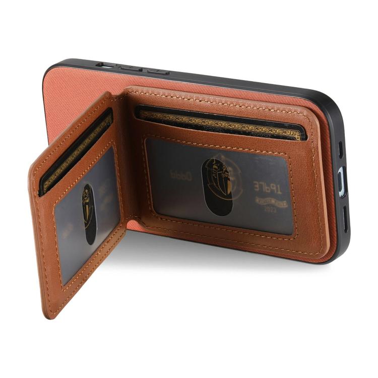 For iPhone Air Twill Fabric Leather Vertical Flip RFID Card Bag Phone Case(Brown) - iPhone Air Cases by buy2fix | Online Shopping UK | buy2fix