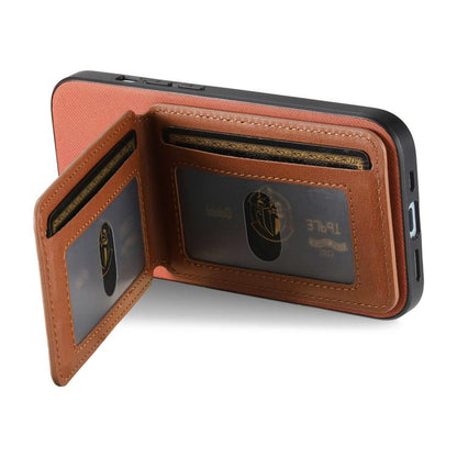 For iPhone Air Twill Fabric Leather Vertical Flip RFID Card Bag Phone Case(Brown) - iPhone Air Cases by buy2fix | Online Shopping UK | buy2fix