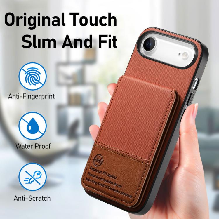 For iPhone Air Twill Fabric Leather Vertical Flip RFID Card Bag Phone Case(Brown) - iPhone Air Cases by buy2fix | Online Shopping UK | buy2fix