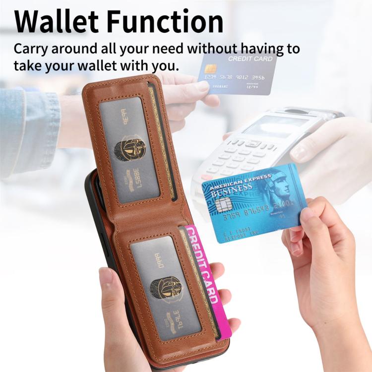 For iPhone Air Twill Fabric Leather Vertical Flip RFID Card Bag Phone Case(Brown) - iPhone Air Cases by buy2fix | Online Shopping UK | buy2fix