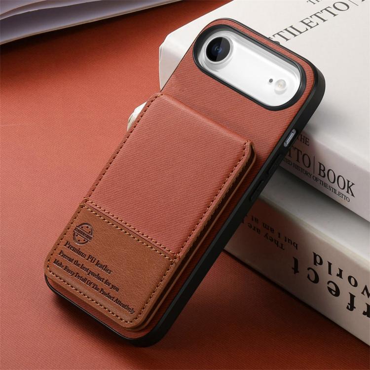 For iPhone Air Twill Fabric Leather Vertical Flip RFID Card Bag Phone Case(Brown) - iPhone Air Cases by buy2fix | Online Shopping UK | buy2fix