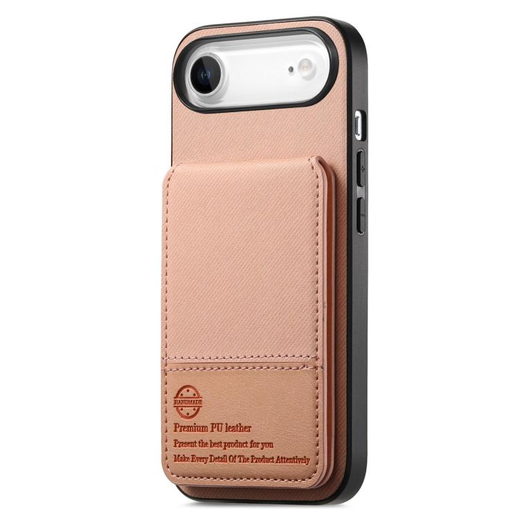 For iPhone Air Twill Fabric Leather Vertical Flip RFID Card Bag Phone Case(Pink) - iPhone Air Cases by buy2fix | Online Shopping UK | buy2fix
