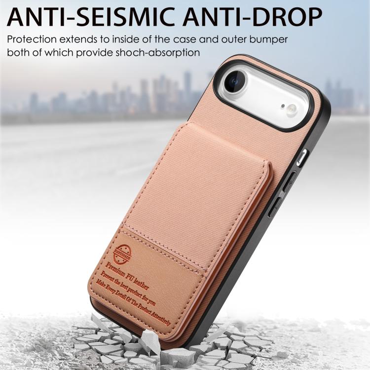 For iPhone Air Twill Fabric Leather Vertical Flip RFID Card Bag Phone Case(Pink) - iPhone Air Cases by buy2fix | Online Shopping UK | buy2fix