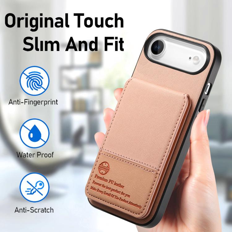For iPhone Air Twill Fabric Leather Vertical Flip RFID Card Bag Phone Case(Pink) - iPhone Air Cases by buy2fix | Online Shopping UK | buy2fix