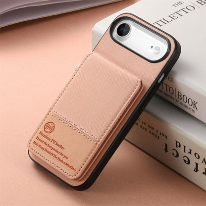 For iPhone Air Twill Fabric Leather Vertical Flip RFID Card Bag Phone Case(Pink) - iPhone Air Cases by buy2fix | Online Shopping UK | buy2fix