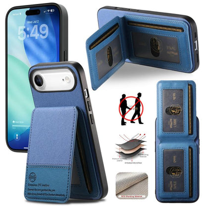 For iPhone Air Twill Fabric Leather Vertical Flip RFID Card Bag Phone Case(Blue) - iPhone Air Cases by buy2fix | Online Shopping UK | buy2fix