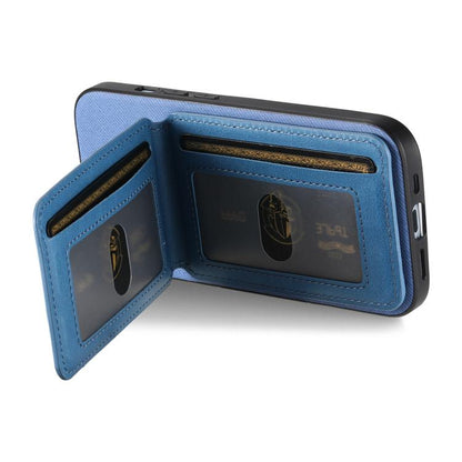 For iPhone Air Twill Fabric Leather Vertical Flip RFID Card Bag Phone Case(Blue) - iPhone Air Cases by buy2fix | Online Shopping UK | buy2fix