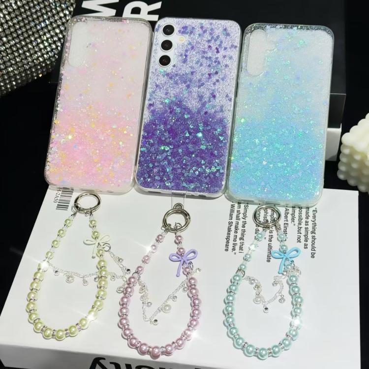 Bow Glass Pearl Mobile Phone Chain(Purple) - Lanyards & Wrist Straps by buy2fix | Online Shopping UK | buy2fix