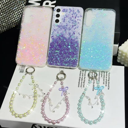 Bow Glass Pearl Mobile Phone Chain(Purple) - Lanyards & Wrist Straps by buy2fix | Online Shopping UK | buy2fix