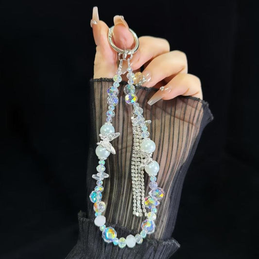 Tassel Pearl Double Butterfly Phone Chain(Green) - Lanyards & Wrist Straps by buy2fix | Online Shopping UK | buy2fix