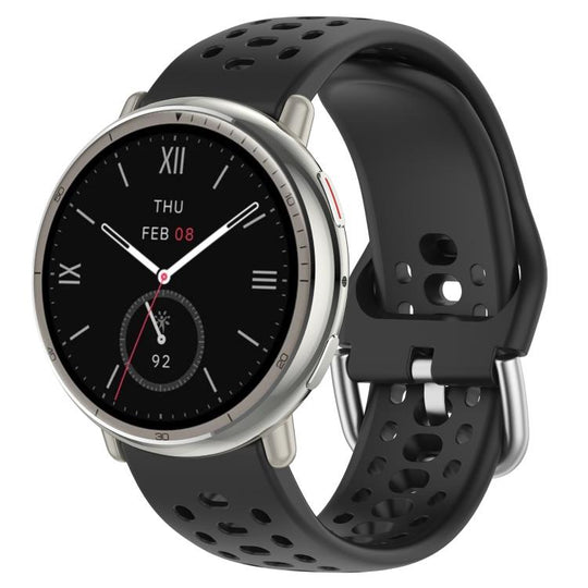For Amazfit Active 2 Holes Style 20mm Silicone Sport Watch Band(Black)