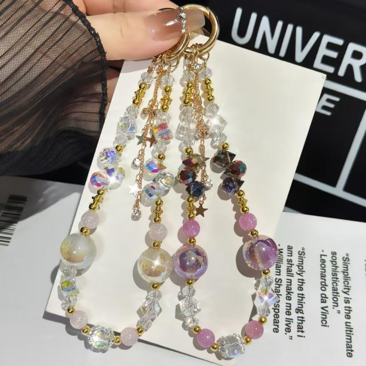 Heidi Beads Star Pendant Mobile Phone Chain(Pink And White) - Lanyards & Wrist Straps by buy2fix | Online Shopping UK | buy2fix