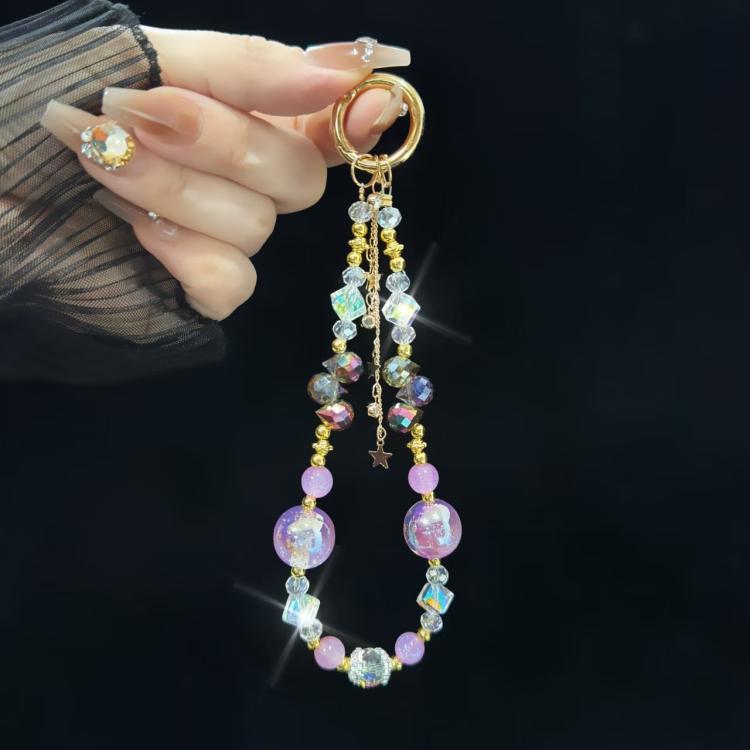 Heidi Beads Star Pendant Mobile Phone Chain(Pink And White) - Lanyards & Wrist Straps by buy2fix | Online Shopping UK | buy2fix