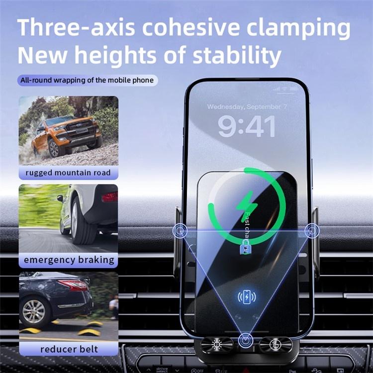 SD05 With Retractable Type-C Cable Car Phone Holder Wireless Charging Mount - Car Charger by buy2fix | Online Shopping UK | buy2fix