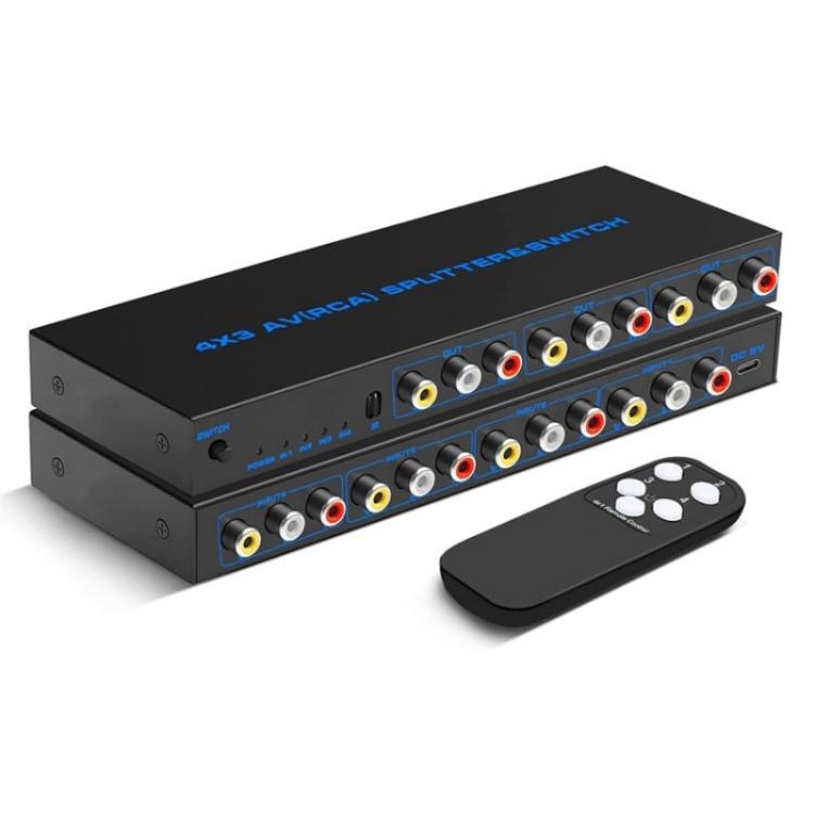 RCA 4 In 3 Out AV Audio Video Signal Composite Switcher AV Switch Splitter Box, Plug:EU Plug - Splitter Adapter by buy2fix | Online Shopping UK | buy2fix
