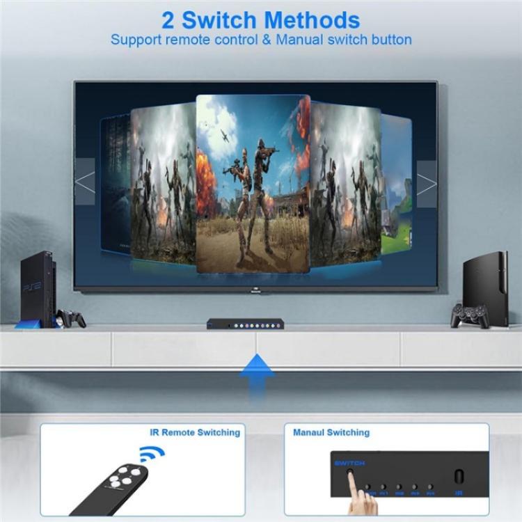 RCA 4 In 3 Out AV Audio Video Signal Composite Switcher AV Switch Splitter Box, Plug:EU Plug - Splitter Adapter by buy2fix | Online Shopping UK | buy2fix