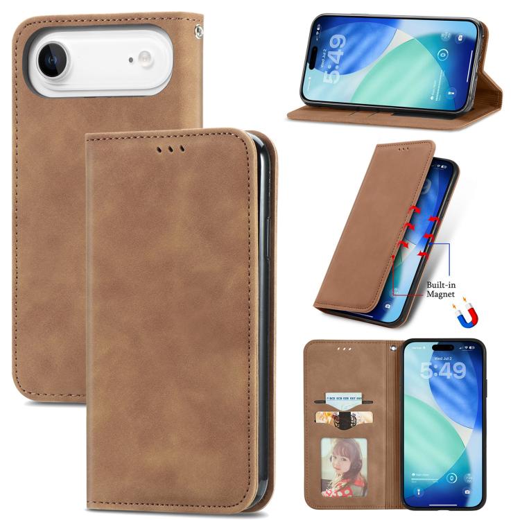 For iPhone Air Retro Skin Feel Magnetic Flip Leather Phone Case(Brown) - iPhone Air Cases by buy2fix | Online Shopping UK | buy2fix