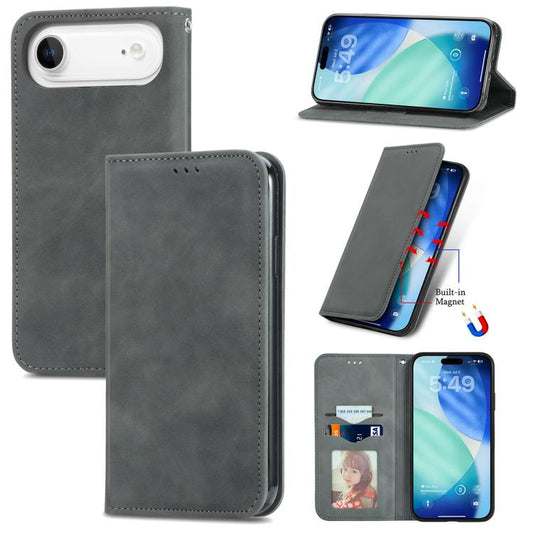 For iPhone Air Retro Skin Feel Magnetic Flip Leather Phone Case(Gray) - iPhone Air Cases by buy2fix | Online Shopping UK | buy2fix
