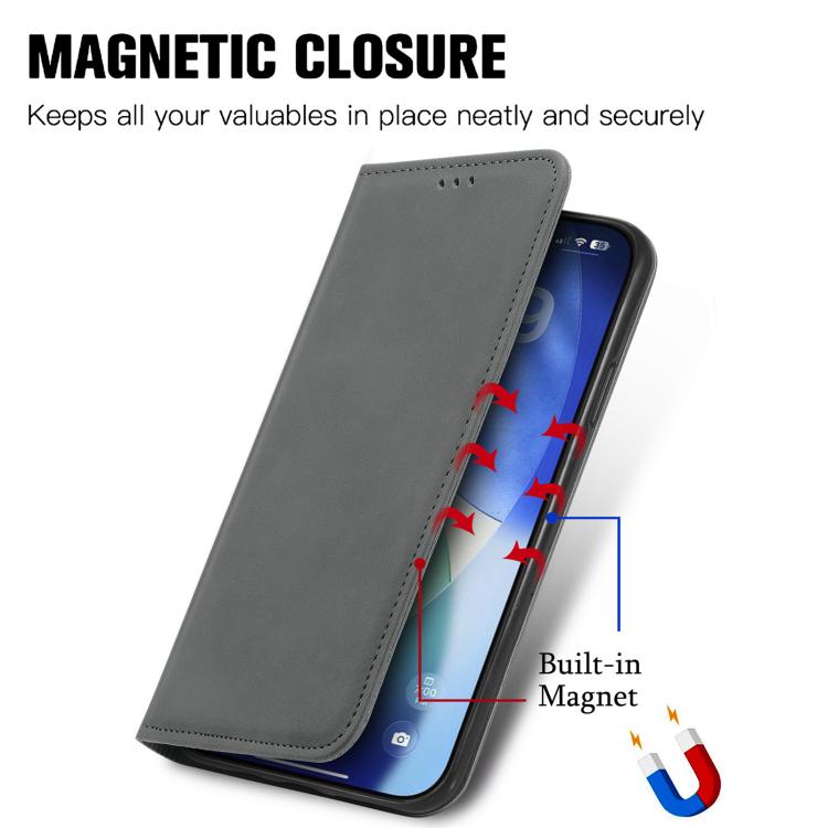For iPhone Air Retro Skin Feel Magnetic Flip Leather Phone Case(Gray) - iPhone Air Cases by buy2fix | Online Shopping UK | buy2fix