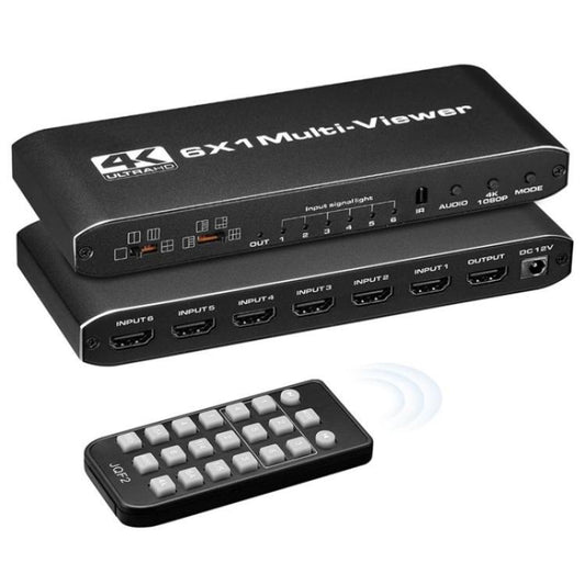 JQF2 4K Seamless Switcher Screen Splitter Multiple Display Modes 6 in 1 Out HDMI Multiviewer, Plug:US Plug - Splitter by buy2fix | Online Shopping UK | buy2fix