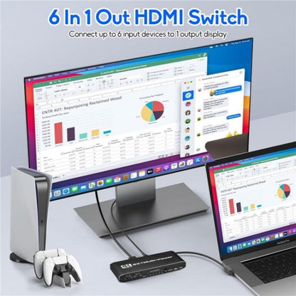 JQF2 4K Seamless Switcher Screen Splitter Multiple Display Modes 6 in 1 Out HDMI Multiviewer, Plug:US Plug - Splitter by buy2fix | Online Shopping UK | buy2fix