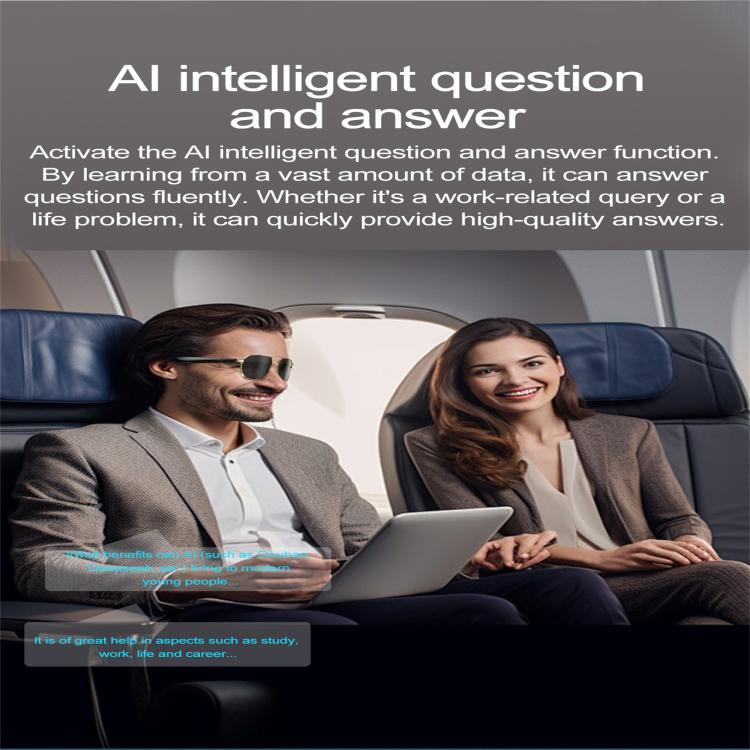 W100C Smart Glasses, Support AI Conversation / AI Intelligent Translation / Bluetooth Call(Black) - Smart Glasses by buy2fix | Online Shopping UK | buy2fix