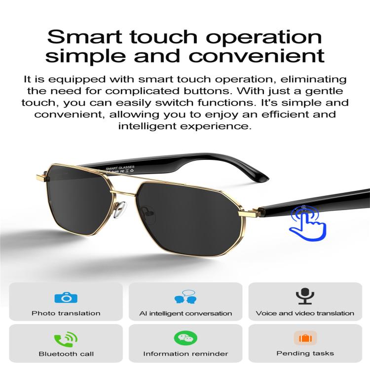W100C Smart Glasses, Support AI Conversation / AI Intelligent Translation / Bluetooth Call(Black) - Smart Glasses by buy2fix | Online Shopping UK | buy2fix