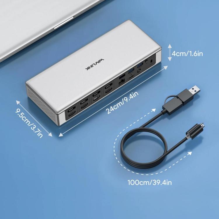 WAVLINK UG69PD12 DisplayLink Docking Station Quad  Monitors For Laptops M1 / M2 / Mac & Windows, Plug:US Plug -  by WAVLINK | Online Shopping UK | buy2fix