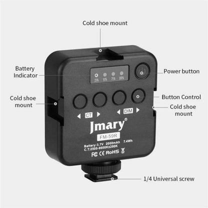 JMARY FM-59R Dimmable Video Recording Mini Fill Light with 3 Cold Shoe Mounts -  by Jmary | Online Shopping UK | buy2fix