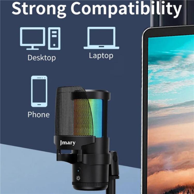 JMARY MC-PW13 360 Degree Rotating RGB Light Desktop Microphone - Microphone by Jmary | Online Shopping UK | buy2fix
