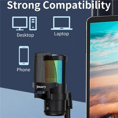 JMARY MC-PW13 360 Degree Rotating RGB Light Desktop Microphone - Microphone by Jmary | Online Shopping UK | buy2fix