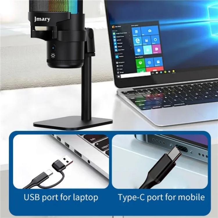 JMARY MC-PW13 360 Degree Rotating RGB Light Desktop Microphone - Microphone by Jmary | Online Shopping UK | buy2fix