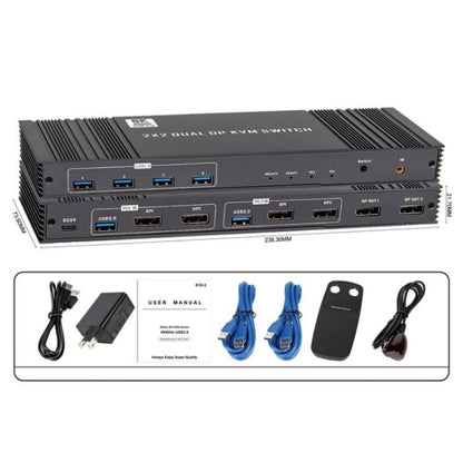 K10-2 For 2 Computers/Monitors USB 3.0 Dual DP Output 8K 60Hz 2x2 Version 2.1 KVM Switcher, Plug:EU Plug - Switch by buy2fix | Online Shopping UK | buy2fix