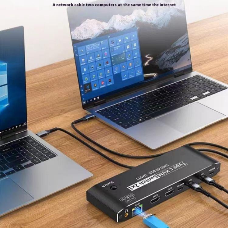 K9 2 In 1 Out HDMI Video Dual Display 2 Screen Expansion Adapter For Mac USB C KVM Switch - Switch by buy2fix | Online Shopping UK | buy2fix