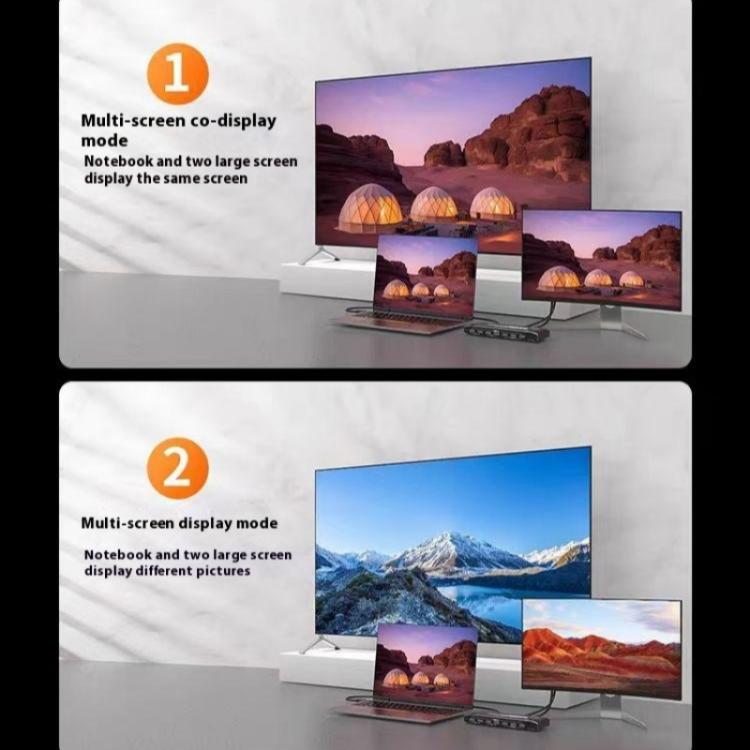 K9 2 In 1 Out HDMI Video Dual Display 2 Screen Expansion Adapter For Mac USB C KVM Switch - Switch by buy2fix | Online Shopping UK | buy2fix