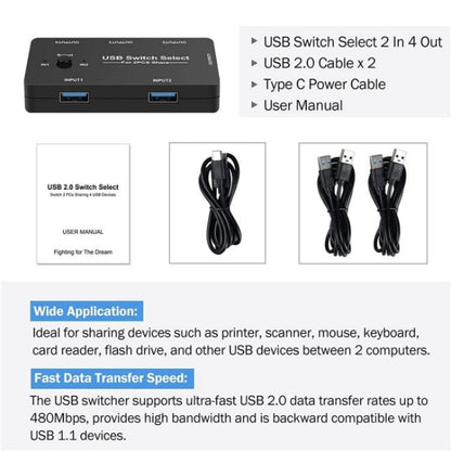 U7 PC Game Console 4 In 1 USB Switch HUB 2 Input 4 Output KVM Splitter USB Shared Switcher - Switch by buy2fix | Online Shopping UK | buy2fix