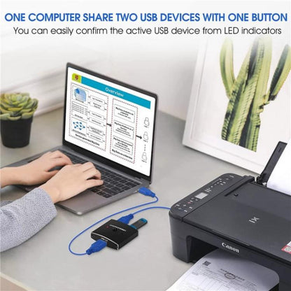 U3 USB Drive Printer Sharing Splitter USB 3.0 Bidirectional Switch 1 Input 2 Output Hub - USB 3.0 HUB by buy2fix | Online Shopping UK | buy2fix