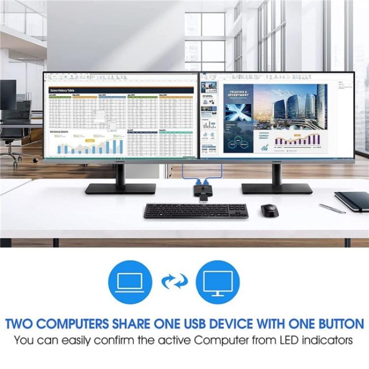 U3 USB Drive Printer Sharing Splitter USB 3.0 Bidirectional Switch 1 Input 2 Output Hub - USB 3.0 HUB by buy2fix | Online Shopping UK | buy2fix