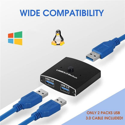 U3 USB Drive Printer Sharing Splitter USB 3.0 Bidirectional Switch 1 Input 2 Output Hub - USB 3.0 HUB by buy2fix | Online Shopping UK | buy2fix