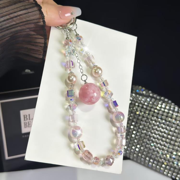 Cloud Glow-In-The-Dark Bead Pendant Mobile Phone Chain(Pink) - Lanyards & Wrist Straps by buy2fix | Online Shopping UK | buy2fix