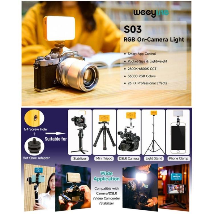 Weeylite S03 Portable RGB Light Video Live Streaming Photography Full Color Fill Light(Blue) - Selfie Light by buy2fix | Online Shopping UK | buy2fix