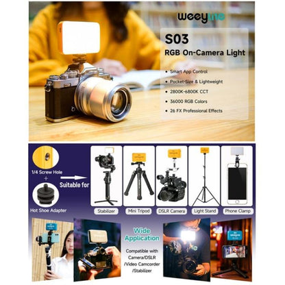 Weeylite S03 Portable RGB Light Video Live Streaming Photography Full Color Fill Light(Blue) - Selfie Light by buy2fix | Online Shopping UK | buy2fix