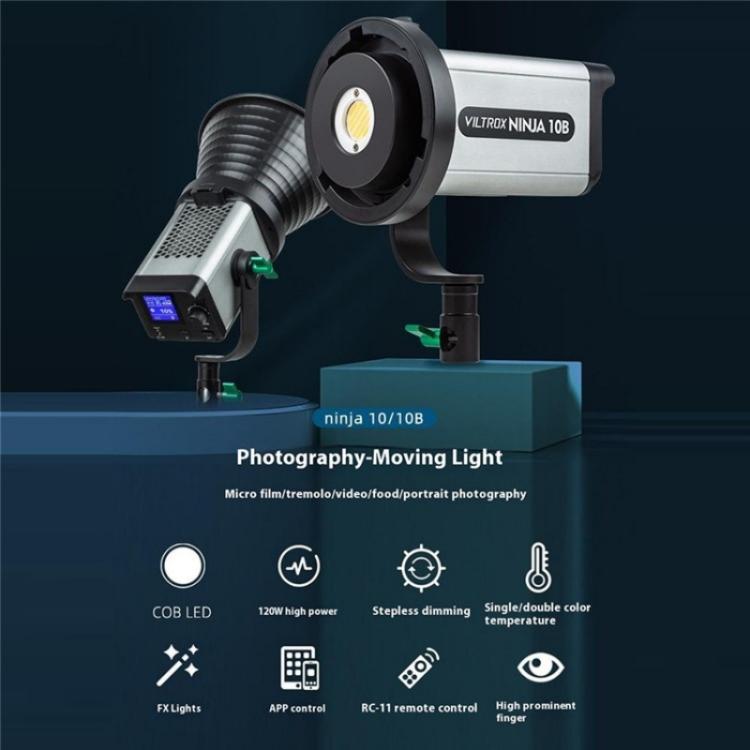 VILTROX Ninja 10B 2800-6800K Photography Studio Streaming Fill Light 120W LED Video Light(US Plug) -  by buy2fix | Online Shopping UK | buy2fix