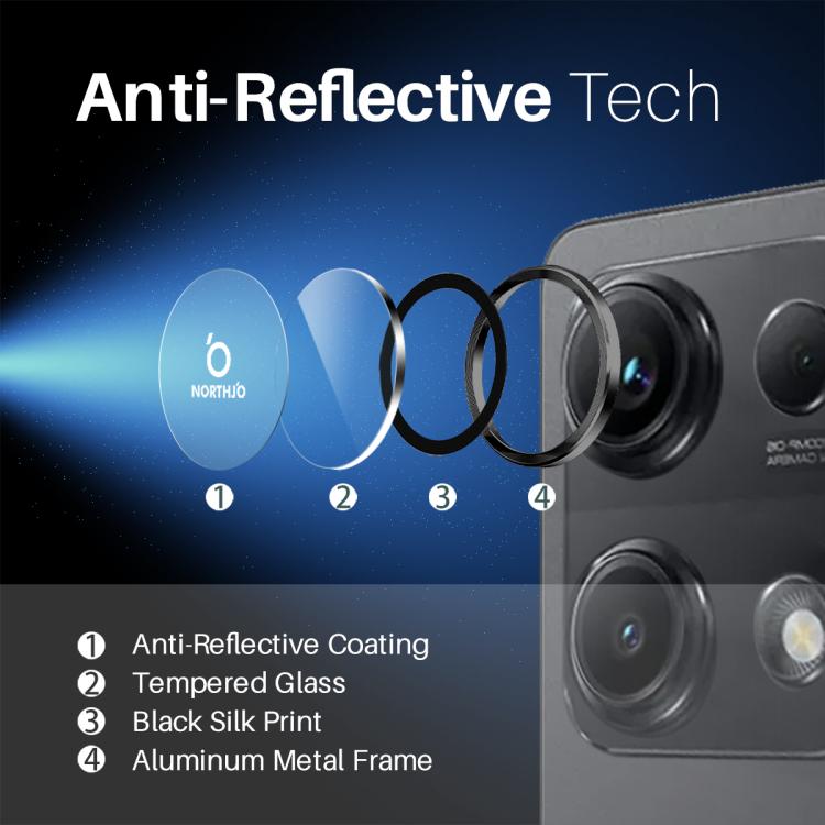 For Xiaomi Redmi Note 14S 4G NORTHJO Camera Lens Protector CD Metal Ring Tempered Glass Film(Black) -  by NORTHJO | Online Shopping UK | buy2fix
