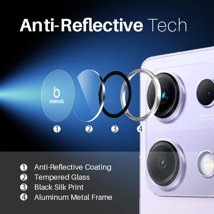 For Xiaomi Redmi Note 14S 4G NORTHJO Camera Lens Protector CD Metal Ring Tempered Glass Film(Silver) -  by NORTHJO | Online Shopping UK | buy2fix
